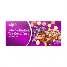 Шоколад Карина Karina Vollmilch Trauben Nuss молочний горіх/родзинка 200г