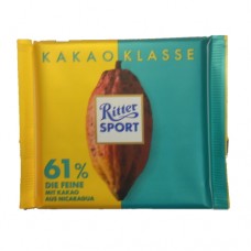 Шоколад Ріттер спорт Какао класу 61% м'яке з Нікарагуа Ritter sport Kakao klasse 61% 100г